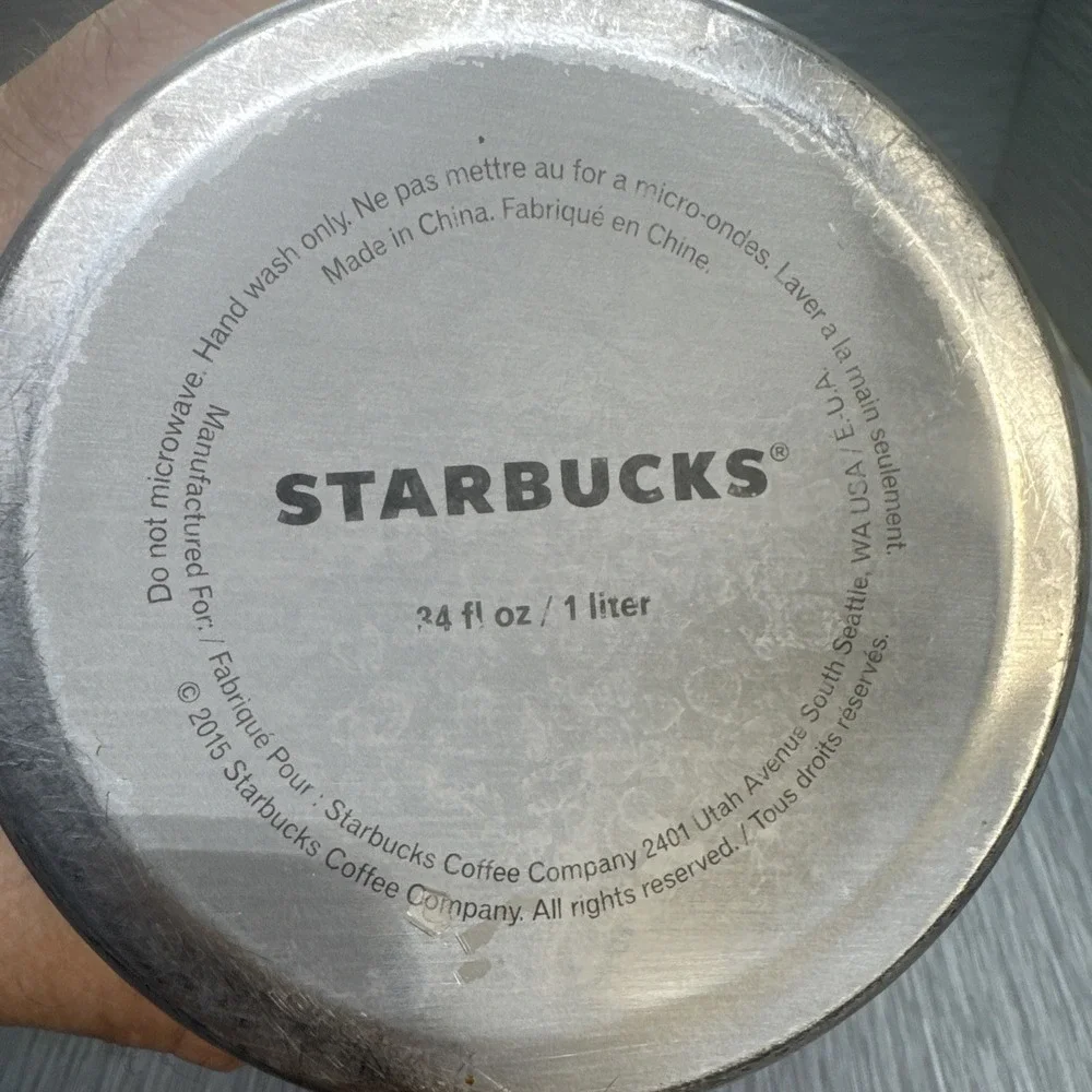 Starbucks Stainless Steel French Press 34oz‎ 1L 2015 Wood Handle Coffee Maker